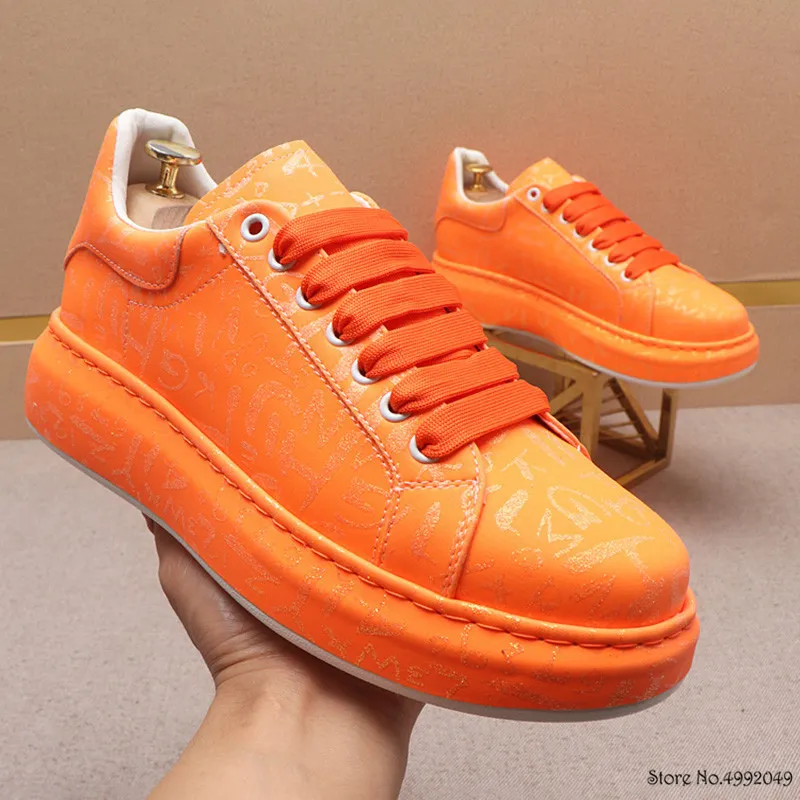 Mens Stylish Fluorescent Colors Thick Sole Lace Up Shoes Casual Moccasins for Sports Walking