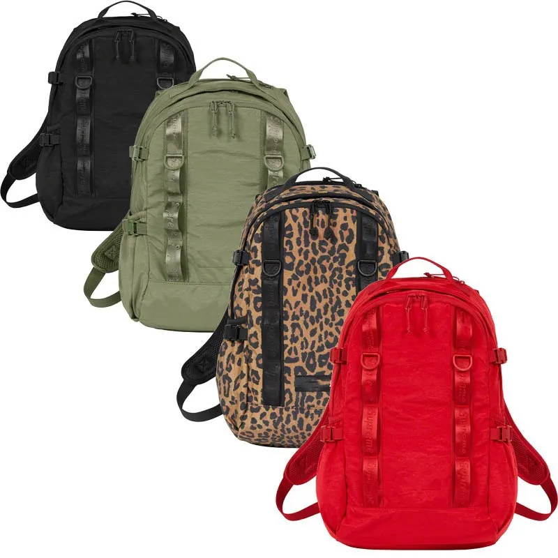 Sacs d'école de mode masculine et féminine pour les épaules sportives extérieures, Street Trend Hip-Hop Style Black Red Green Leopard Impression de grande capacité