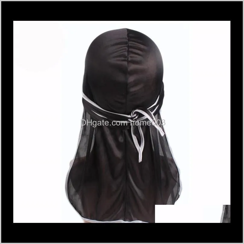 new fashion men`s satin durags bandanna turban wigs men silky durag headwear headband pirate hat hair accessories b395