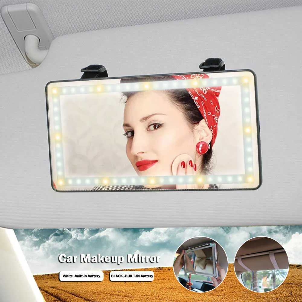 Miroir de pare-soleil de voiture avec maquillage de lumière led Miroir  cosmétique Miroir de vanité réglable Clip sur automobile