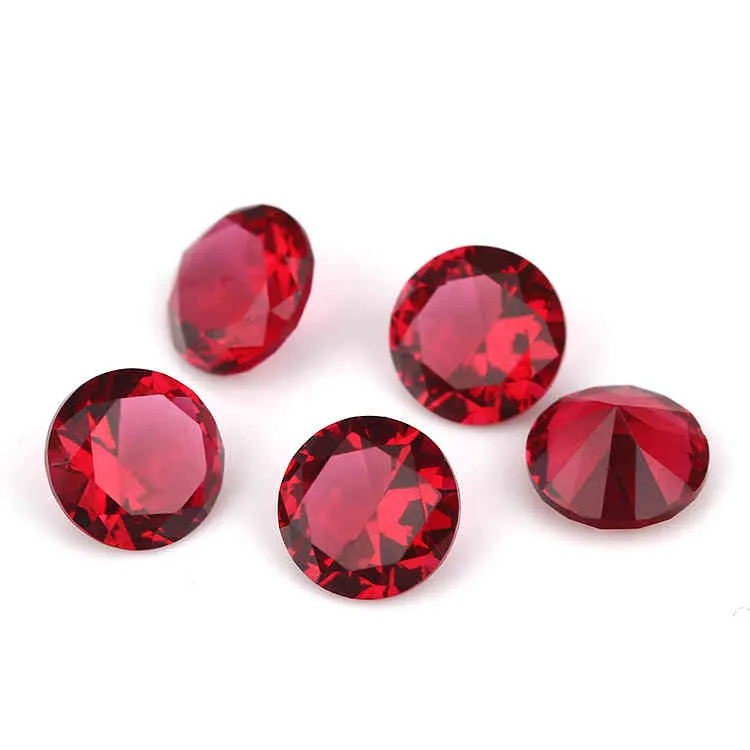 1.0mm ~ 15mm Forme Ronde Lâche Rose Rouge Couleur AAAAA Verre Pierres Précieuses Synthétiques Pour Bijoux DIY Pierre