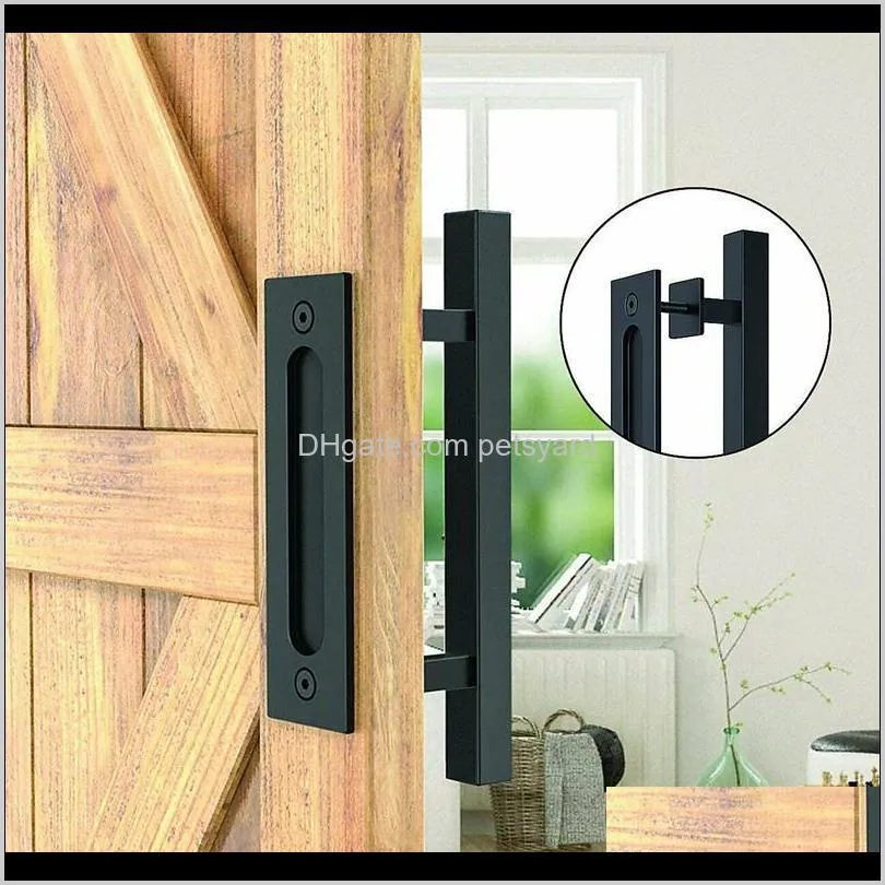 12inch sliding barn door pull handle with flush hardware set for gates garages sheds rustic style handles & pulls