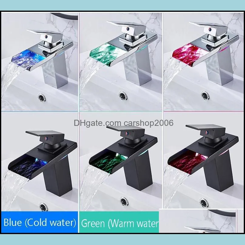 Bathroom Sink Faucets Fashion Baralho Torneira Faucet With Led Light Polished Tap Basin Deck Mounted Mixer 3 Colours Change1