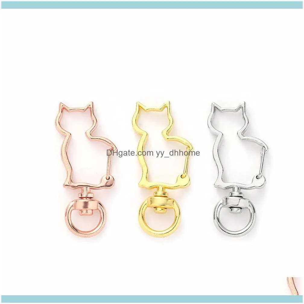 10pcs Gold Snap Hook Keychain Lobster Clasp Hooks Hollow Heart Animal Ring Chain for Diy Jewelry Making Accessories