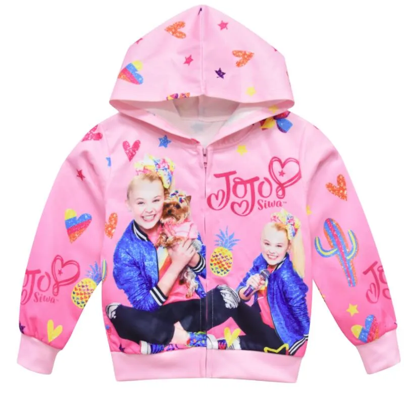 JOJO Siwa Girls Jacket Zipper Thin Autumn Hoodie Coats Cute Girl