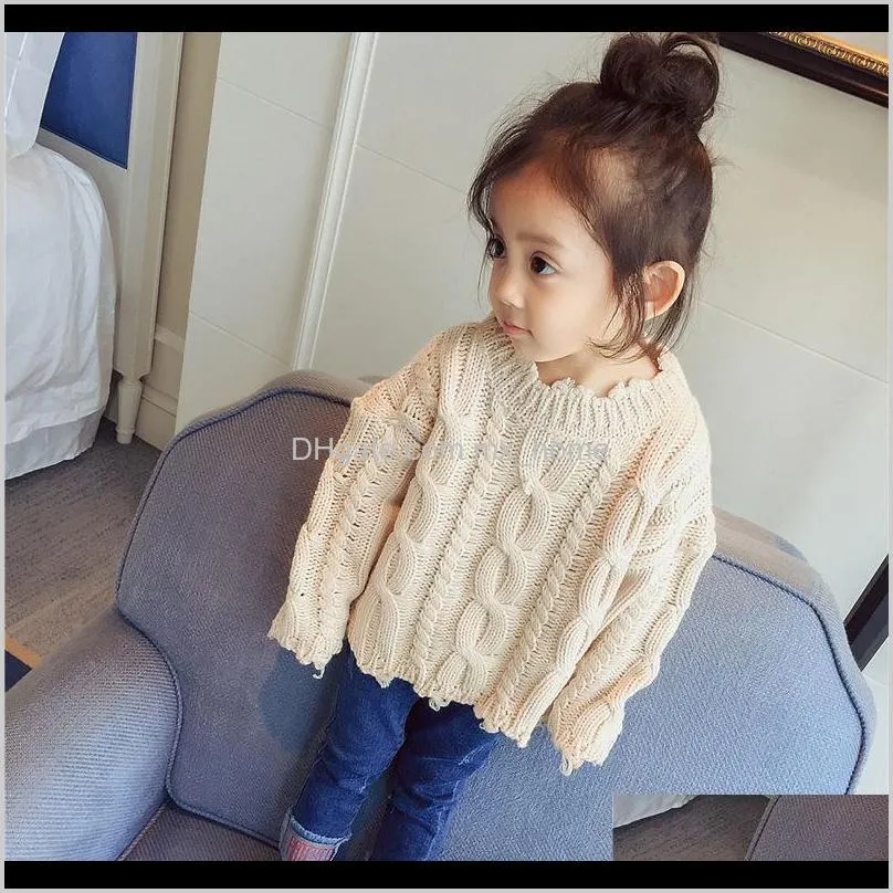 newborn baby boy girl knitted sweater autumn winter spring infant toddler child sweater pullover solid baby clothes 1-7y 201103
