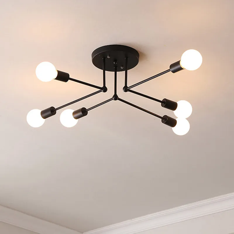 Vintage Ceiling Lights Multiple E27 Lamp Base 6/8 Heads Black/White For Living Dining Room / Bedroom LED Ceilings Lamps