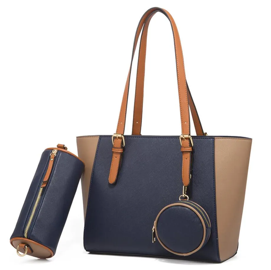 Basit renk eşleşen bayan çantalar moda pu tasarım rahat omuz çantası açık büyük kapasiteli el çantası mini cüzdan