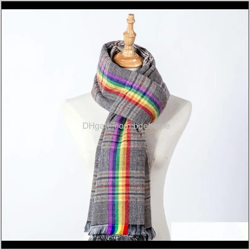 winter fashion multicolor plaid tassel scarf rainbow plaid shawl with tassel for women and men warm scarf designer scarves 80*200cm