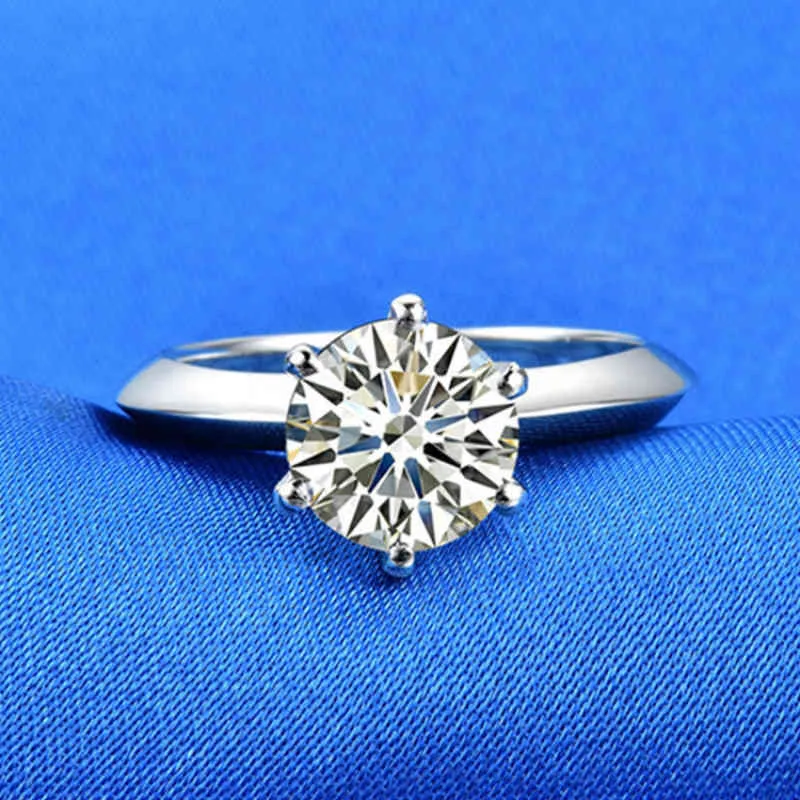 Real Natural Moissanite 3ct Carat Rings for Women Engagement S925 Silver Ring Plated AU750 D Color Bride Jewelry Drop Shipping