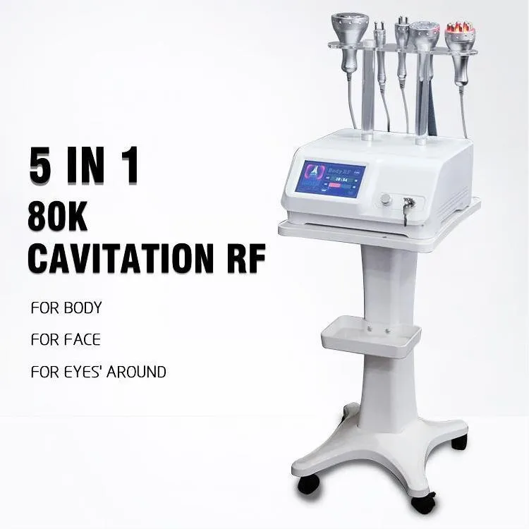 2021 80k 5 en 1 Cavitación Cuerpo de cavitación Máquina de adelgazamiento Vacuum RF Celulitis Tratamiento Piel de apriete a la piel Sistema multifuncional antiarrugas para salón de belleza