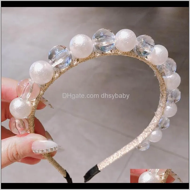 ins boutique crystal girls hair sticks pearl women designer headbands clear flower girls headband fashion hair accessories for women