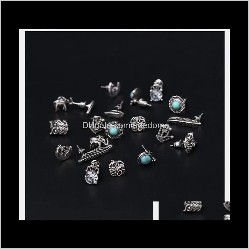 blingbling wholesa earring collection vintage diamond drop earrings with simple accessories alloy set with artificial gems semi-precious