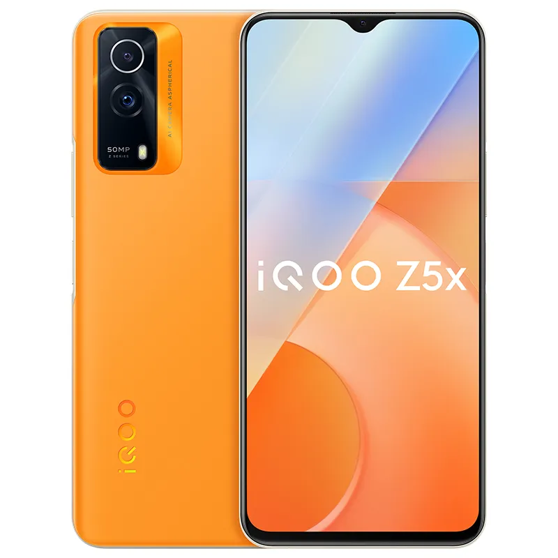 Téléphone portable d'origine Vivo IQOO Z5x 5G 8 Go de RAM 128 Go 256 Go de ROM Octa Core MTK Dimensity 900 Android 6,58" Plein écran 50MP 5000mAh Wake Face ID Fingerprint Smart Cell Phone