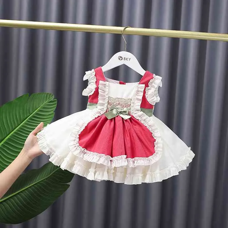 Sommer Baby Mädchen Lolita Vintage Kleid Kinder Prinzessin Ballkleider Säugling Geburtstag Taufe Kleider Kinder Boutique Kleidung 210615