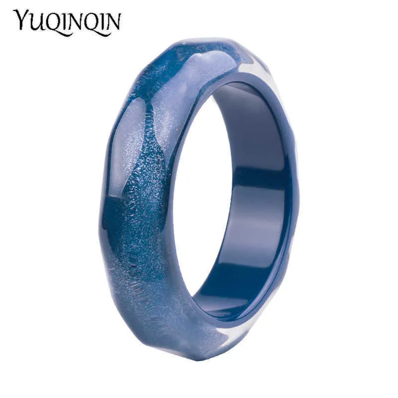 Classic Resin Cuff Bracelets Bangles for Women New Fashion Colorful Blue Acrylic Wide Bracelet Female Simple Charm Party Jewelry Q0719