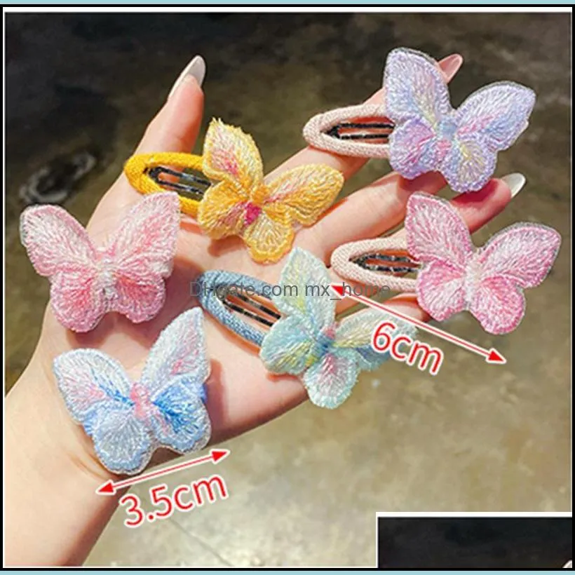 Children`s Headdress Butterfly Hairpin Princess Girl Cute BB Clip Bangs Broken Hair Headwear Decoration Accessories