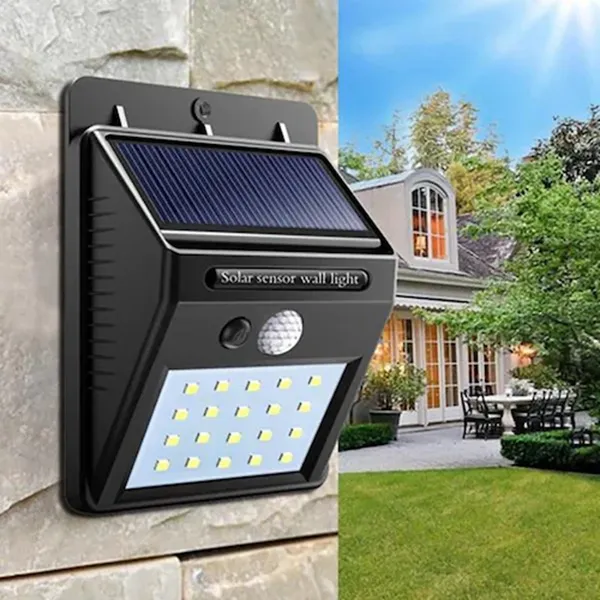 Solarleistung 20 LED PIR-Bewegungssensor Wandleuchte wasserdichte Outdoor-Porchgartengarten-Sicherheitslampe