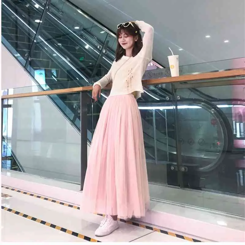OHRYIYIE High Ball Gown Maxi Georgette Skirt With Elastic Waist