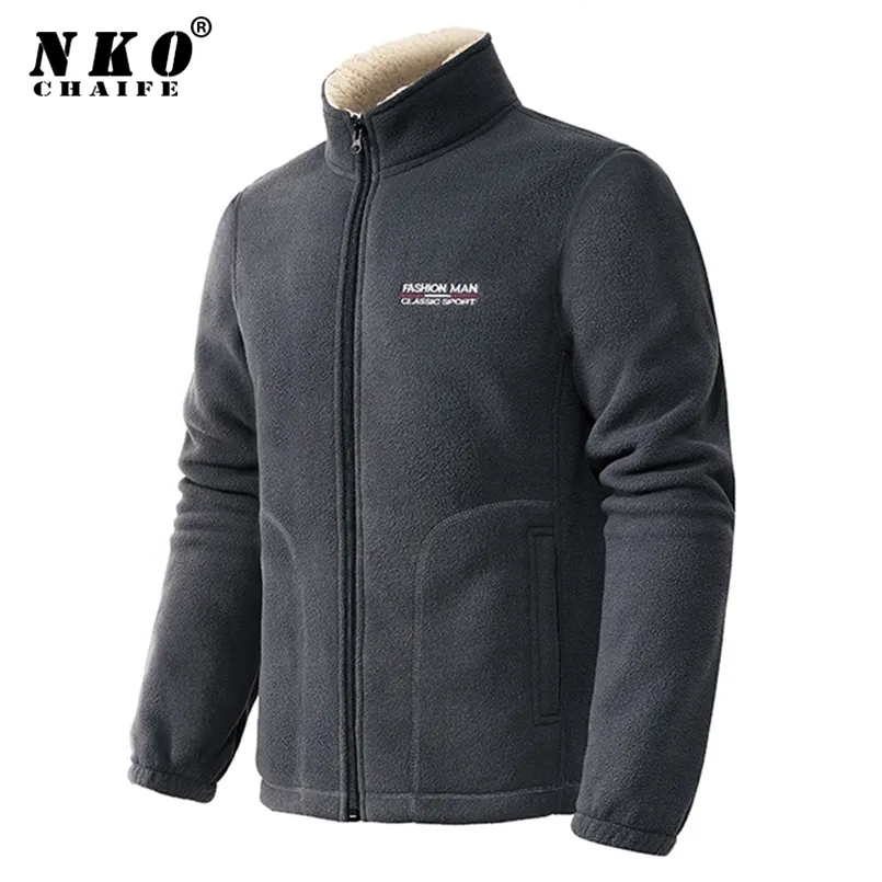 Chaifenko Marka Wiosna Jesień Casual Polar Kurtka Męska Moda Slim Fit Stand Stand Collar Zipper Płaszcz Gruby Ciepłe 211008