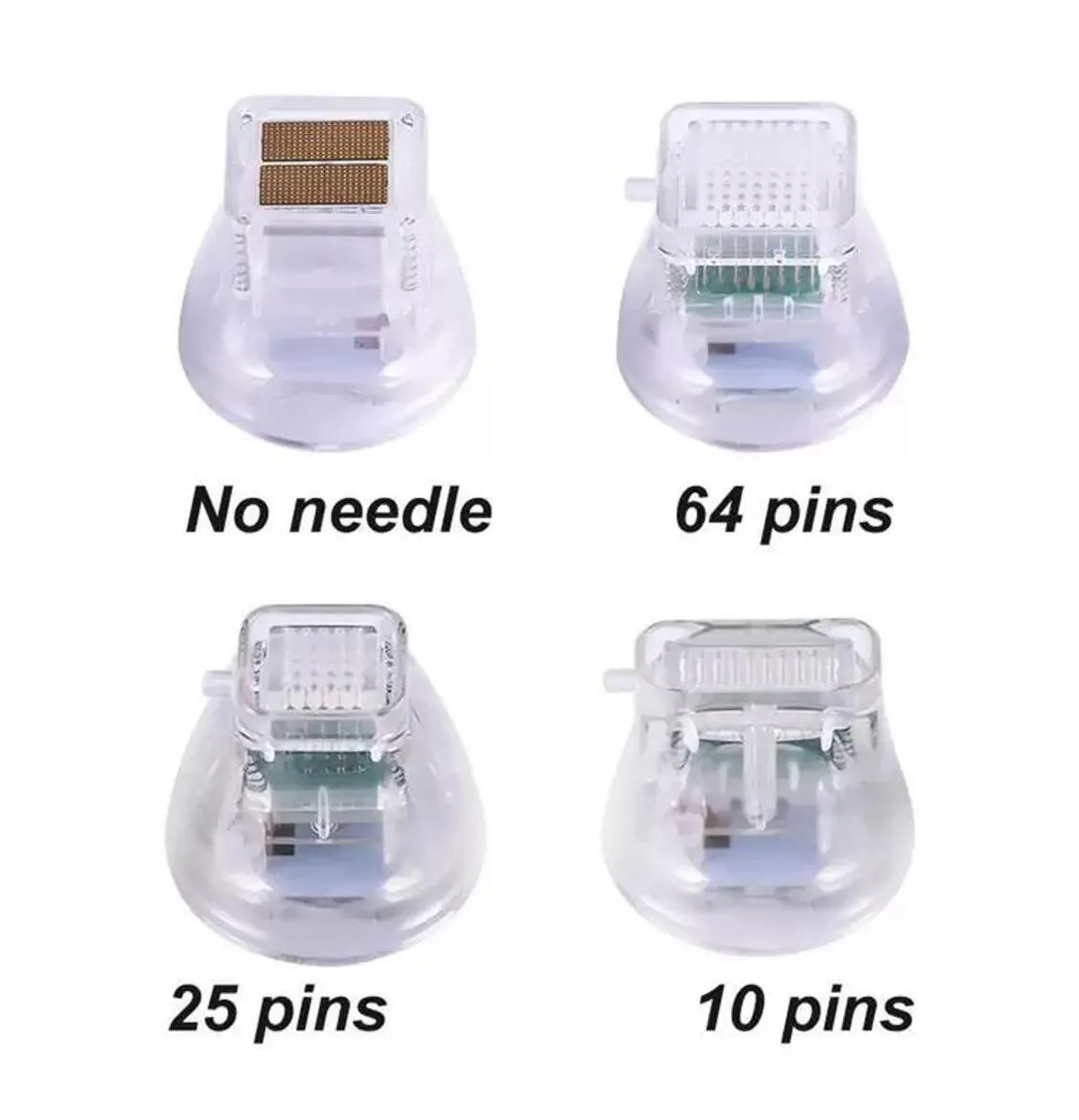 جودة عالية 64pins 25pins 10pins نانو no-إبرة نصائح كسور rf نصائح micronedle الذهب إبرة خراطيش لإزالة ندبة