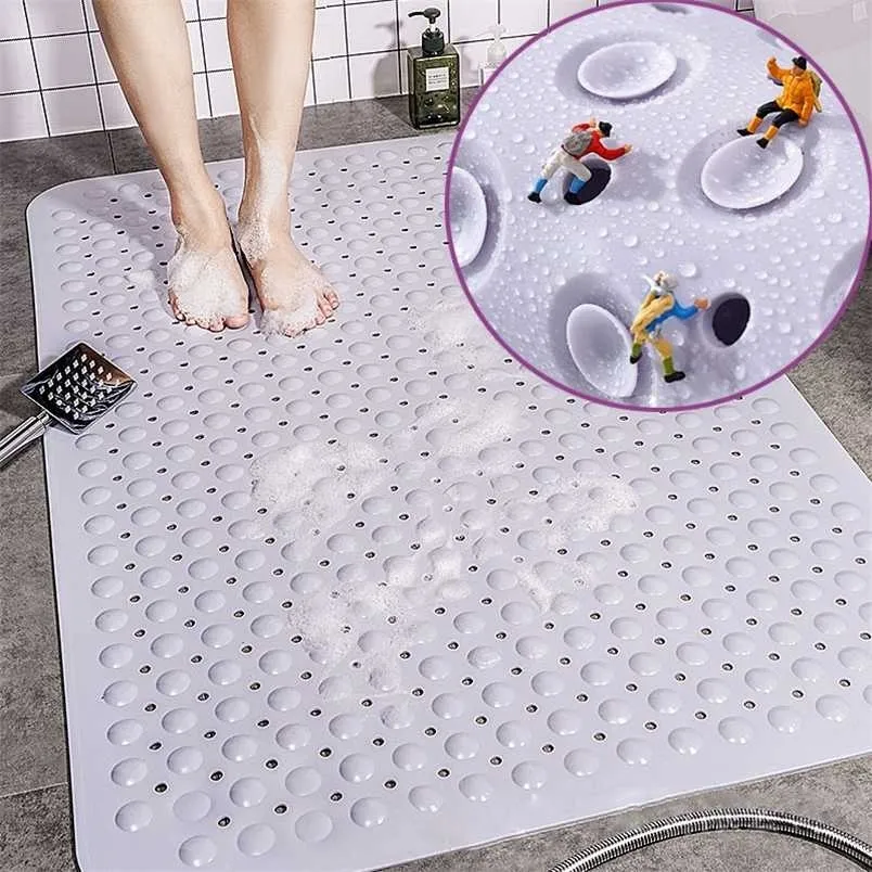 Bathroom Mat Bathtub Large Strong Suction Anti Slip Bath Shower PVC Foot Pad Odorless Non-Toxic 211130