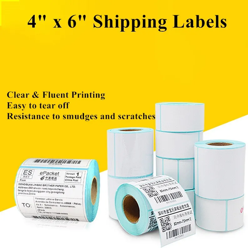 Etiquetas de envío de 4" x 6" compatibles con la impresora de etiquetas Etiqueta adhesiva autoadhesiva Adhesivo premium en blanco Rectángulo blanco Dirección Adhesiva Etiquetas de correo 350 hojas