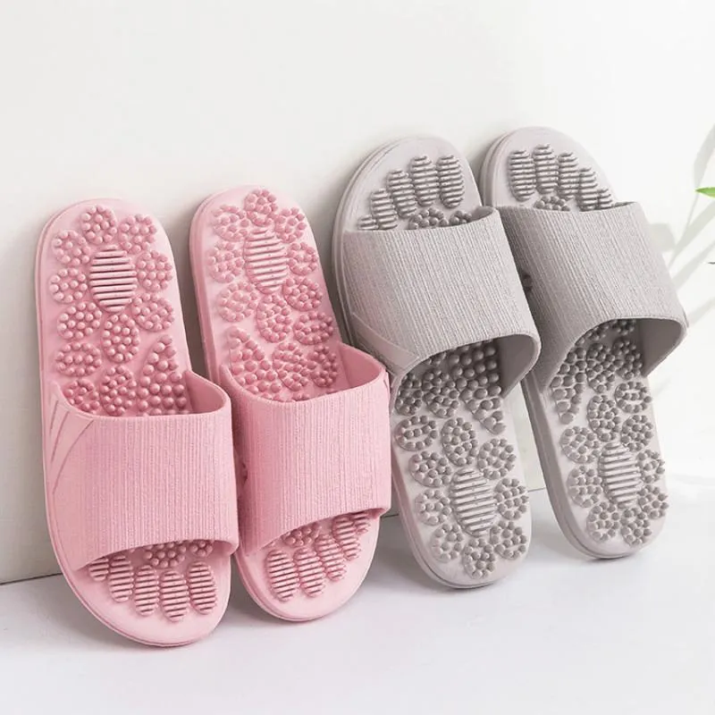 House Women Massage Slippers Summer Indoor PVC Non-slip Bathroom Slides Couples Flat Shoes Bedroom Men