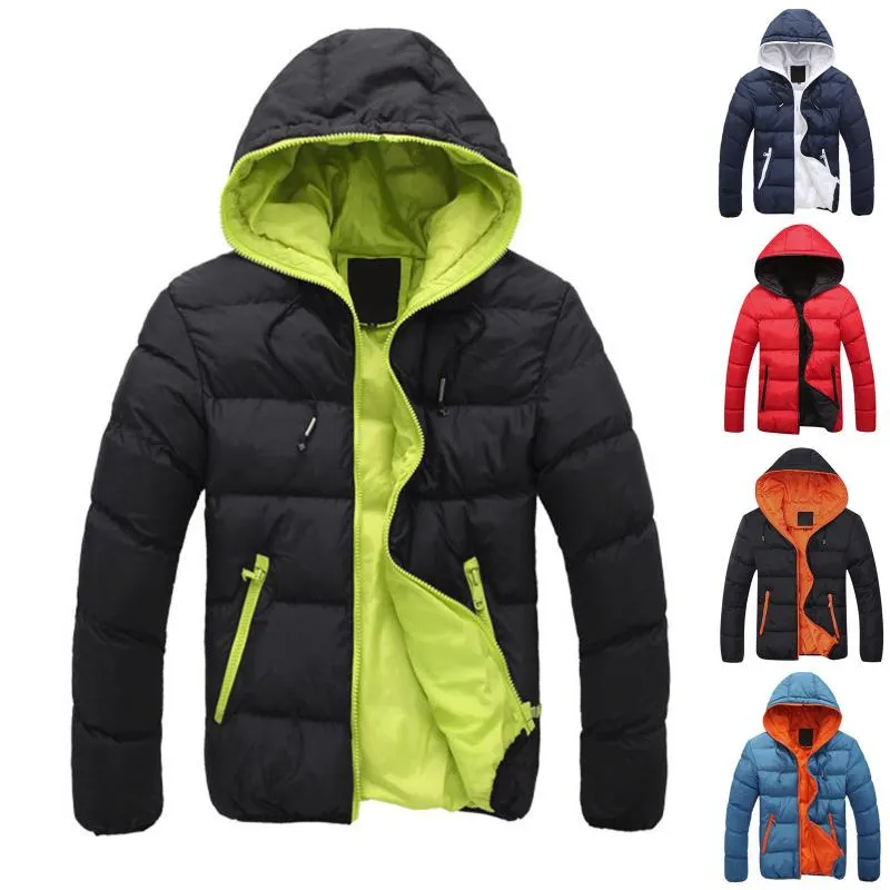 Vestes pour hommes 2022 Parkas d'hiver Hommes Veste en coton Mode Slim Fit épais Manteau Casual Solide Chaud Pardessus Mâle Parka