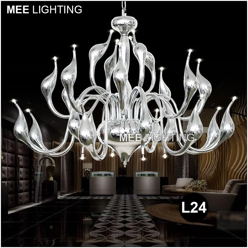 Kroonluchters Moderne Swan Kroonluchter Licht Armatuur Chrome Kleur Opknoping Lamp G4 Bollen DROP Lamparas Illmination voor Eetkamer Resturant