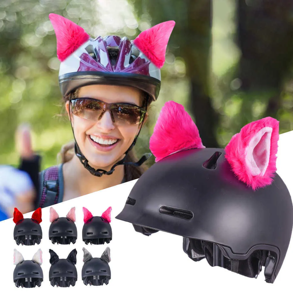 Nouveau casque de moto 1Pair mignon chat oreilles peluche motocross plein visage hors route casque décor accessoires casque autocollant style drophi