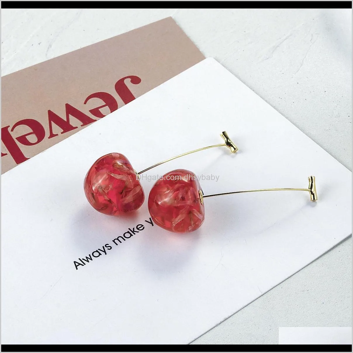 sweet fruit cherry earrings japan korean chic cherry acrylic long dangle drop earring for women party jewelry gift
