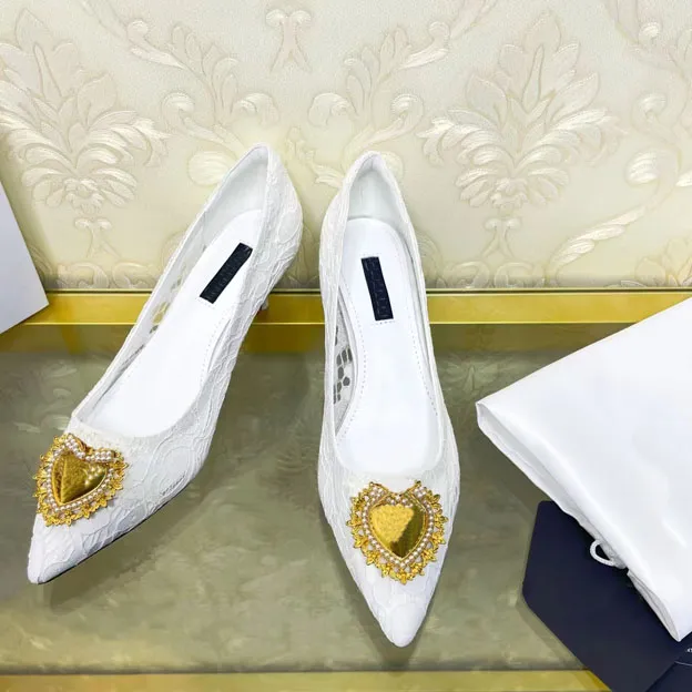 Мода Бутик Высококачественные женские Официальные Обувь Мода Импортированные Кружева 6.5, 9.5 см Белая резина Стандартный Размер US35-42
