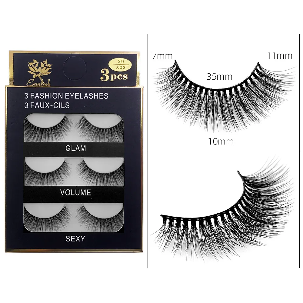 Soft Light Cílios Falsos Extensões Grossas Crisscross Natural Crisscross Artesanal Reusável 3D Mink Fake Lashes Full Tira Fácil de usar 17 modelos DHL