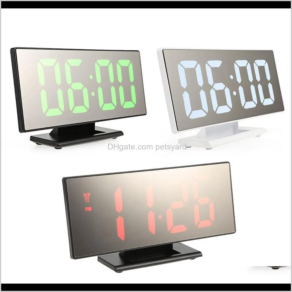 Altri Aessories Orologi D￩cor Gardendigital Superficie a specchio Allarme con grande porta USB a led Orologio da tavolo digitale Display della temperatura Home Decora