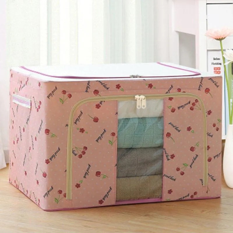 Oxford Cloth Steel Frame Storage Box For Clothes Bed Sheets Blanket Pillow Shoe Holder Container Organizer DTT88 Bags