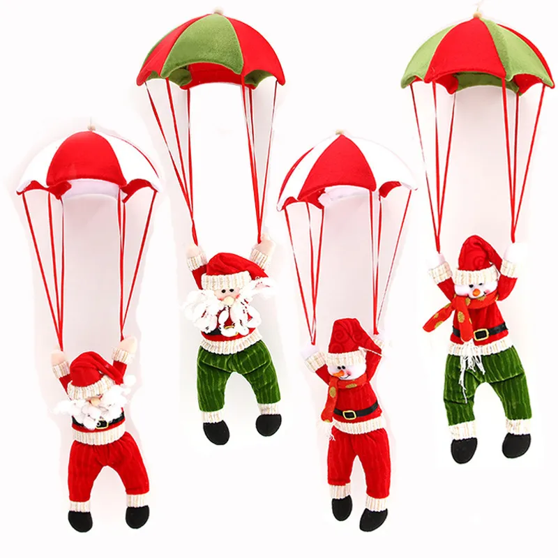 Nuovo albero di Natale appeso ornamento paracadute pupazzo di neve giocattoli di peluche Babbo Natale bambola di pezza ciondolo decorazione regalo festa di Natale DBC VT1157