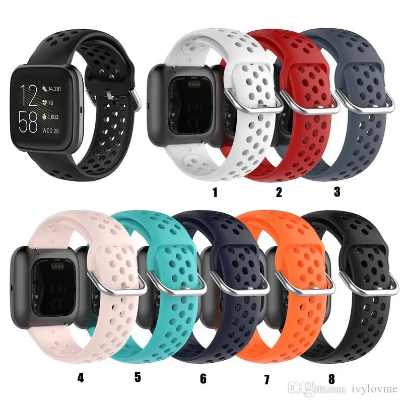 Nieuwe 23mm horlogebandjes voor Fitbit Versa / versa 2 Lite Bands Zachte TPU-vervanging Sportriem met metalen gesp voor Fitbit Versa