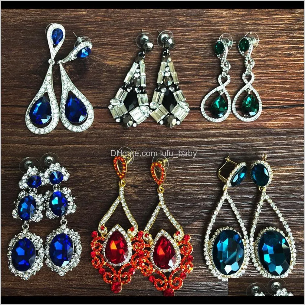 colorful crystal stone big drop eardrop luxury dress accessories party earring accessories light luxury court earring