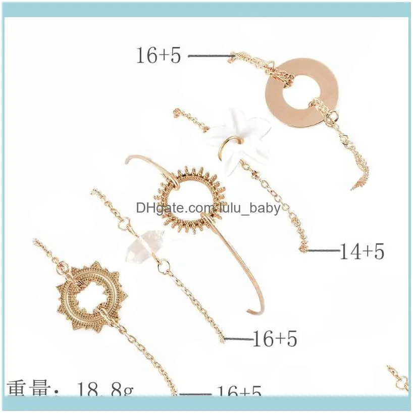 Link, Chain DIEZI Vintage Bohemian Gold Crystal Stone Shell Bracelet Sets For Women Ladies Femme Jewelry Drop 1