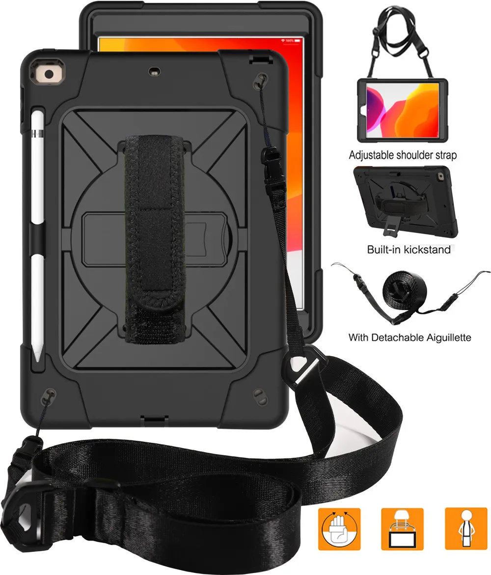 Tablet-hoesjes voor iPad Mini 4/5 1/2/3 360 graden rotatie Kickstand Zware schokbestendige beschermhoes met schouderhandriem