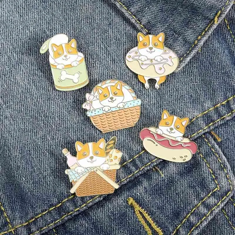 Épingles, Broches Mignon Chiot Chien Broche Sac Vêtements Sac À Dos Revers Émail Pin Badges Dessin Animé Bijoux Cadeaux Accessoires Pour Amis Femmes