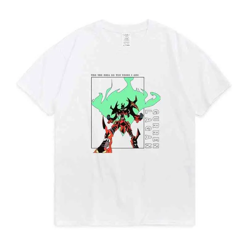 Anime Yoko Littner Gurren Lagann T-shirt för män Kvinnor Gurren Lagan Flame Robot Comic Graphic Print Kortärmad T-shirt Toppar G220223