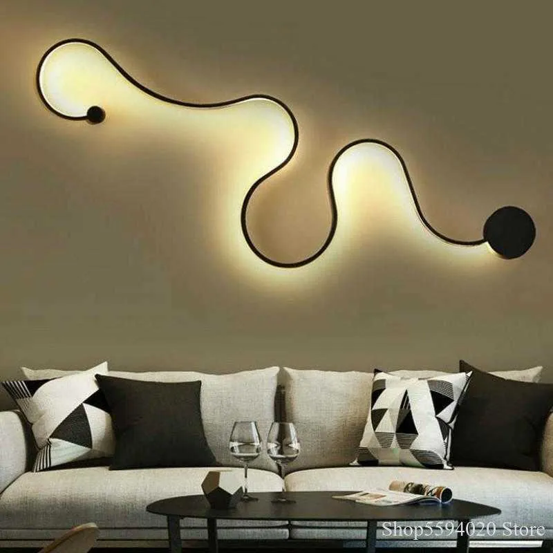 Modern Snake Shape LED Wall Light for Living Room Bedroom Bedside Decor