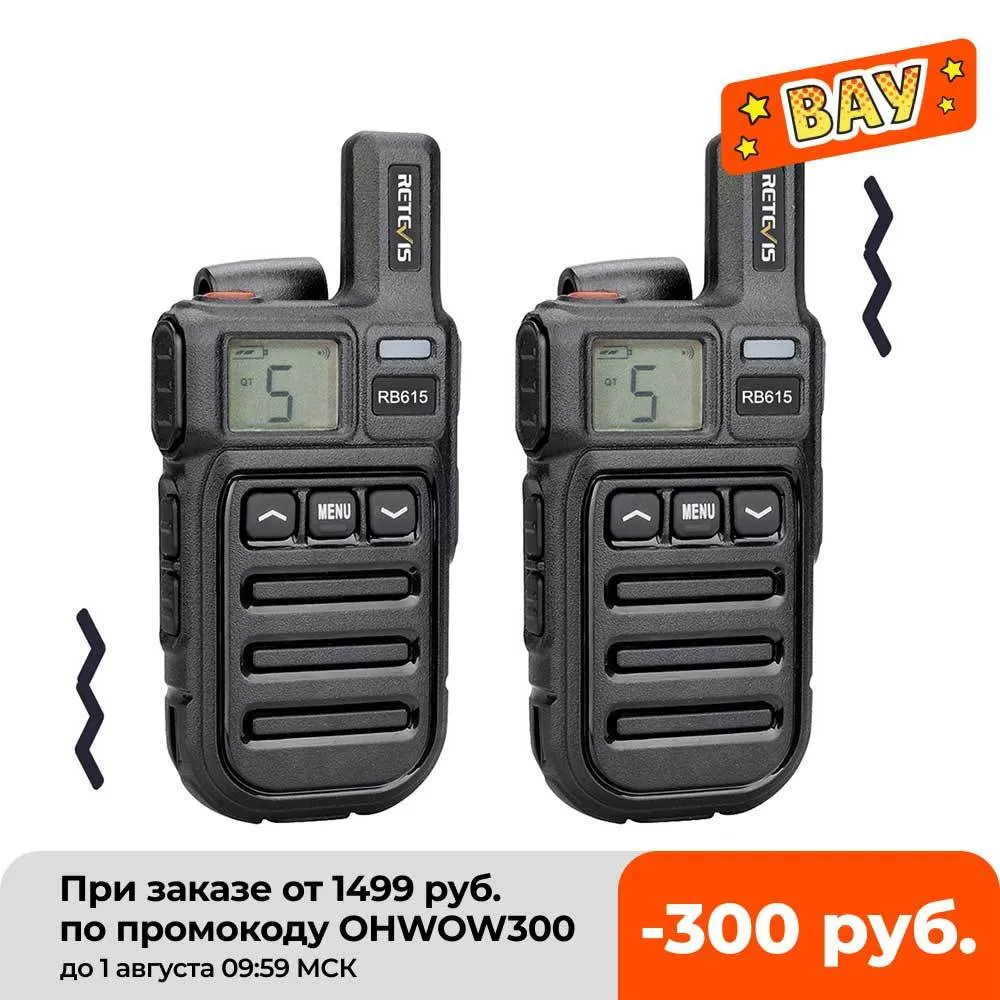 Retevis RB615 Mini Walkie Talkie PMR 446 PTT Walkie-Talkies 1 of 2 stuks Draagbare Tweeweg Radio Restaurant Hunting Frs