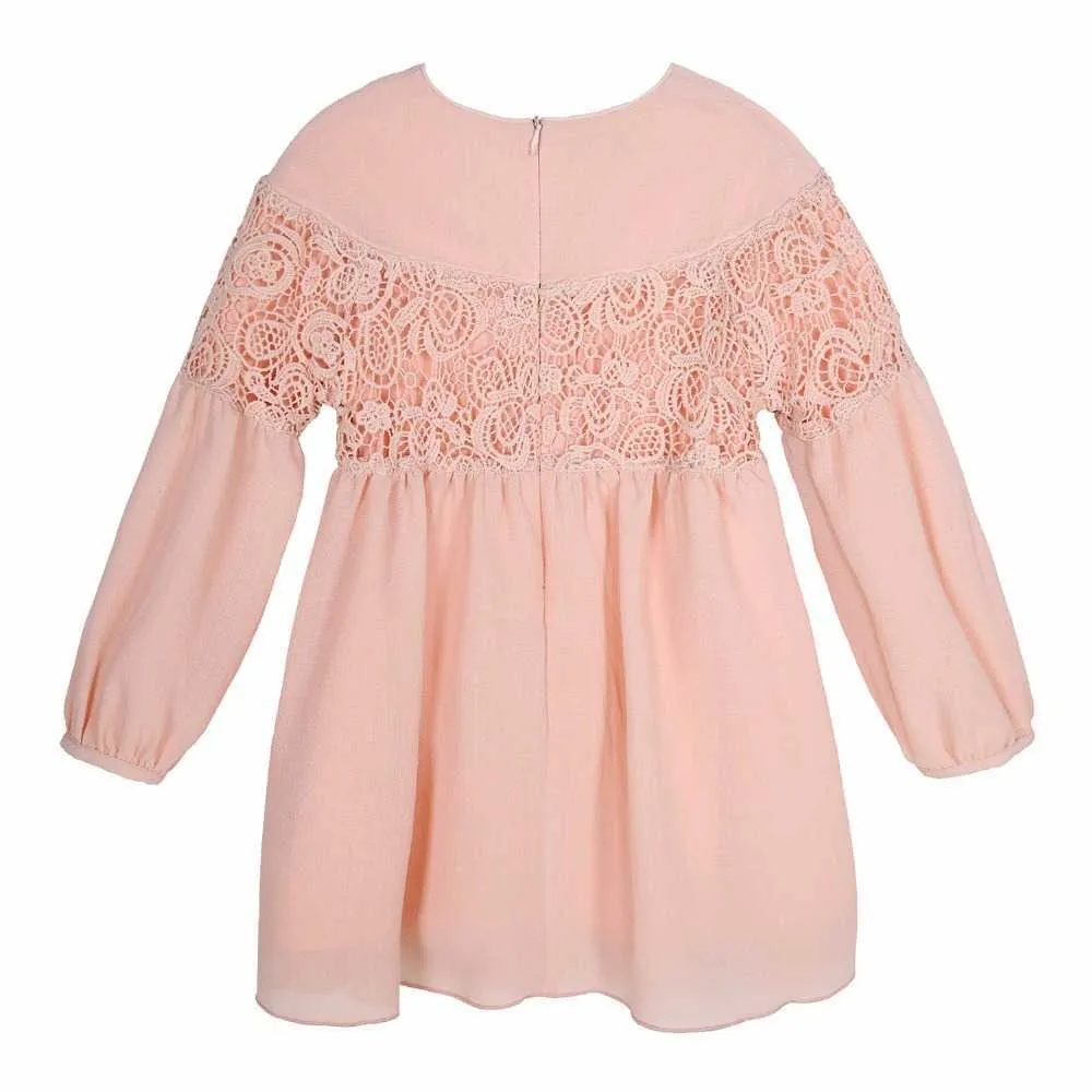 W.L.MONSOON Girls Lace Dress Long Sleeve 2021 Brand Autumn Kids Dresses for Girls Clothing Children Dress Princess Robe Fille Q0716