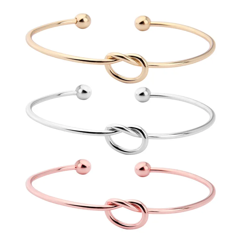 fille Bracelet Simple Twist Cuff Bracelets Ouverts 3 couleurs Demoiselle D'honneur Bracelet Réglable Pour Les Femmes Fête De Mariage DIY Bijoux Cadeau De Noël