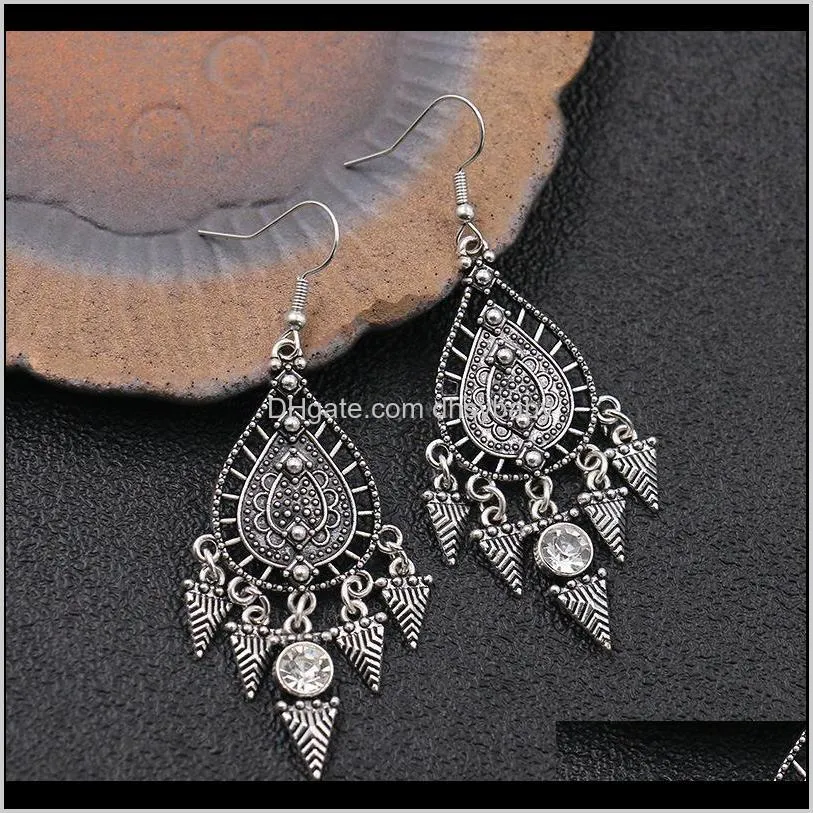 women bohemian punk style triangle rhinestone earrings prsonality geometric dangle pendant earrings fashion creative earrings jewelry