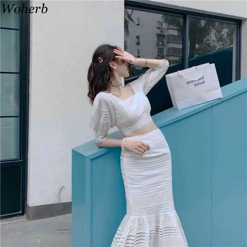 Puff Sleeves High Waisted Midi Skirt Length Lara Puff Sleeve