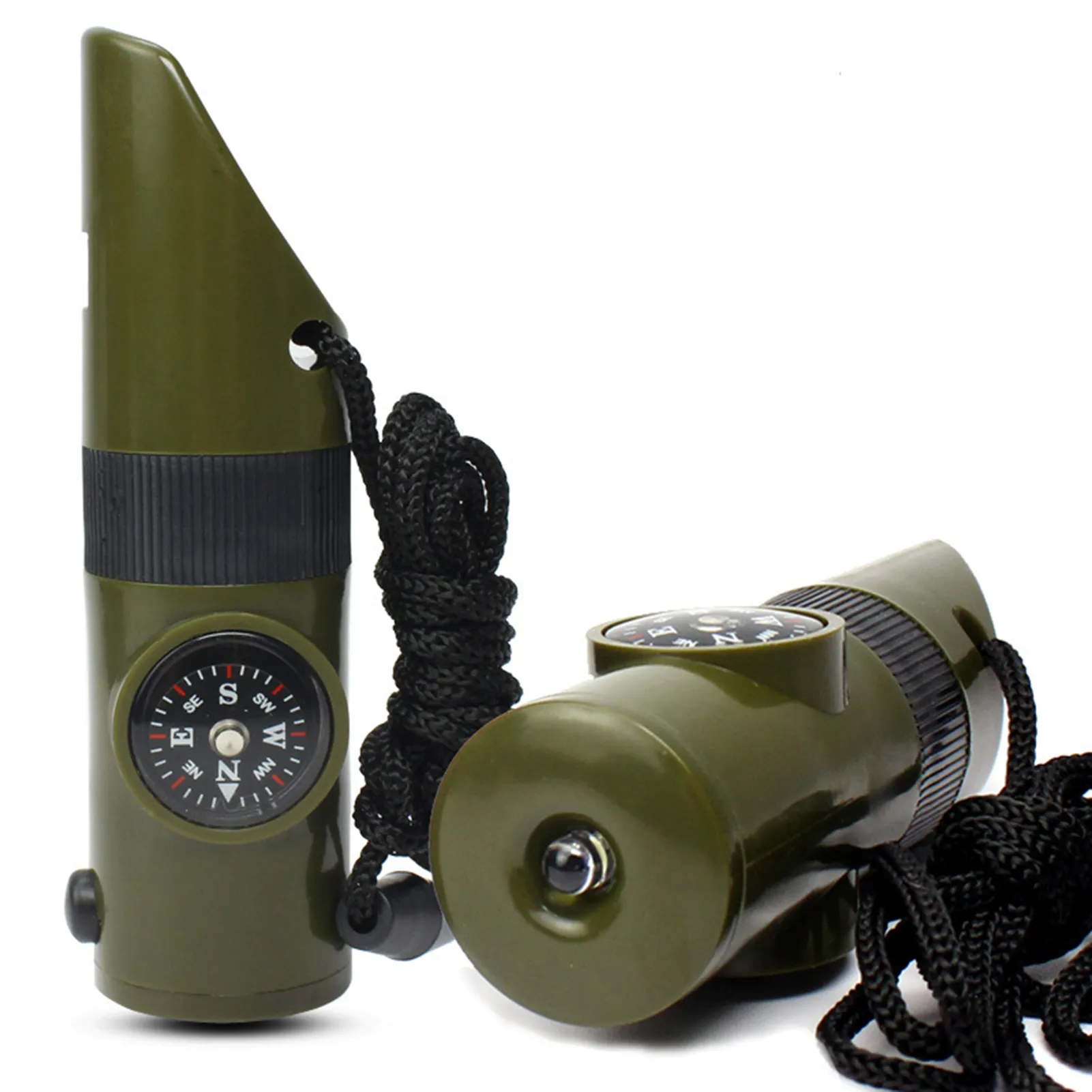 Açık Gadgets 7 in 1 Düdük Survival Bushcraft Trekking Ayna Torch Büyüteç LED Işık Termometre Depolama Pusula Araçları NY100